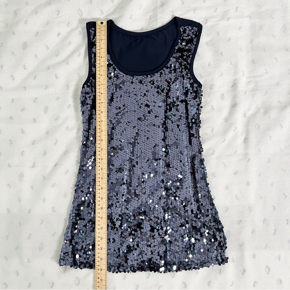 Ann Taylor Navy Sequin Top Sleeveless Glam Blouse, Small, Festival & Party Ready - Picture 7 of 11